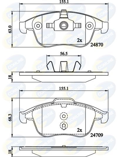 Stabdžių trinkelių rinkinys, diskinis stabdys COMLINE CBP02162