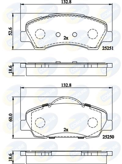Stabdžių trinkelių rinkinys, diskinis stabdys COMLINE CBP02199