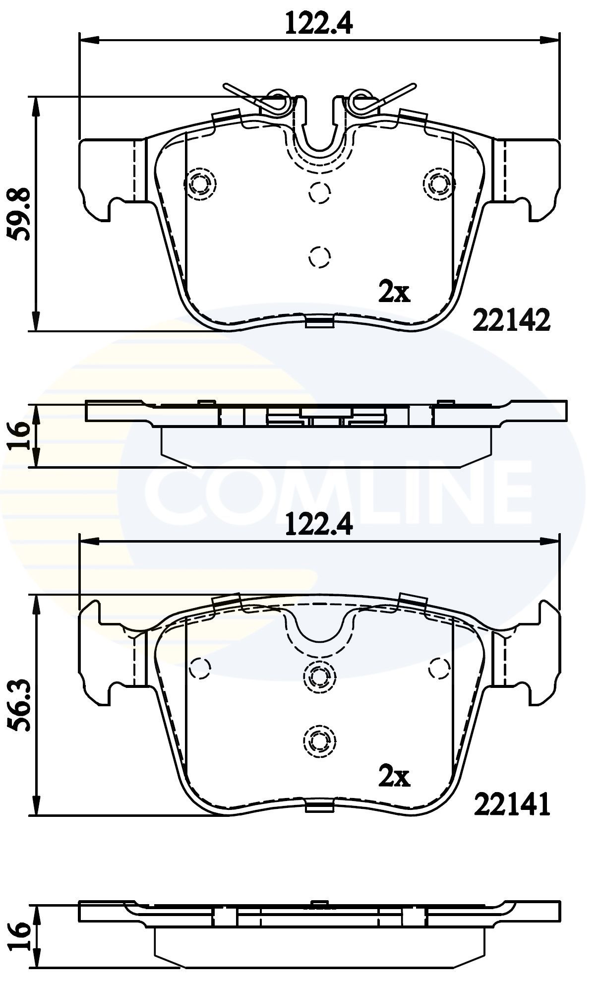Stabdžių trinkelių rinkinys, diskinis stabdys COMLINE CBP02255