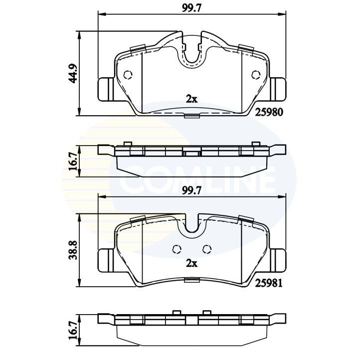 Stabdžių trinkelių rinkinys, diskinis stabdys COMLINE CBP02262