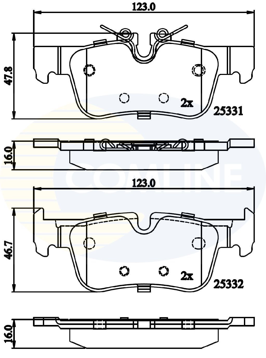 Stabdžių trinkelių rinkinys, diskinis stabdys COMLINE CBP02318