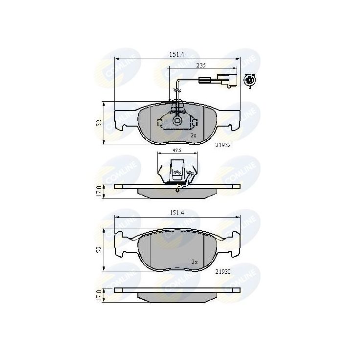 Stabdžių trinkelių rinkinys, diskinis stabdys COMLINE CBP11171