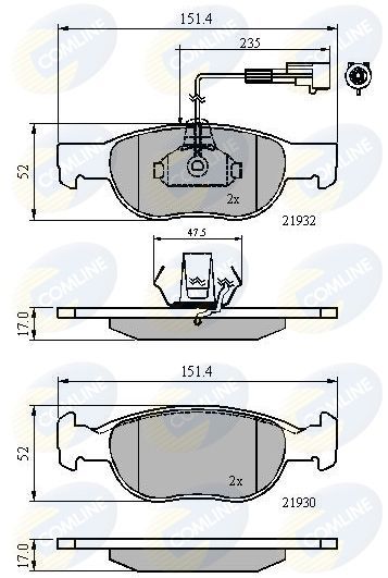 Stabdžių trinkelių rinkinys, diskinis stabdys COMLINE CBP11171