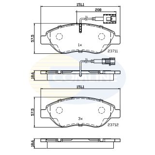 Stabdžių trinkelių rinkinys, diskinis stabdys COMLINE CBP11222