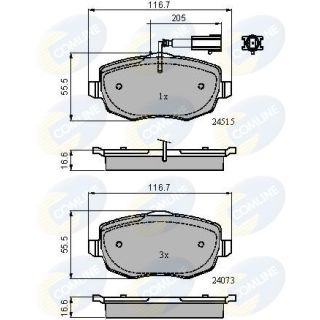 Stabdžių trinkelių rinkinys, diskinis stabdys COMLINE CBP11601