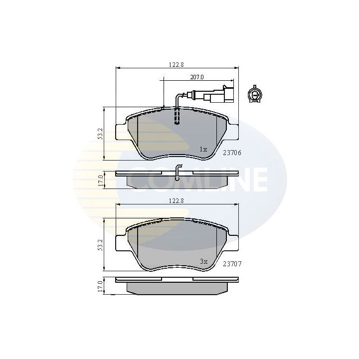 Stabdžių trinkelių rinkinys, diskinis stabdys COMLINE CBP11702