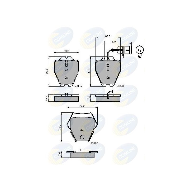 Stabdžių trinkelių rinkinys, diskinis stabdys COMLINE CBP11770