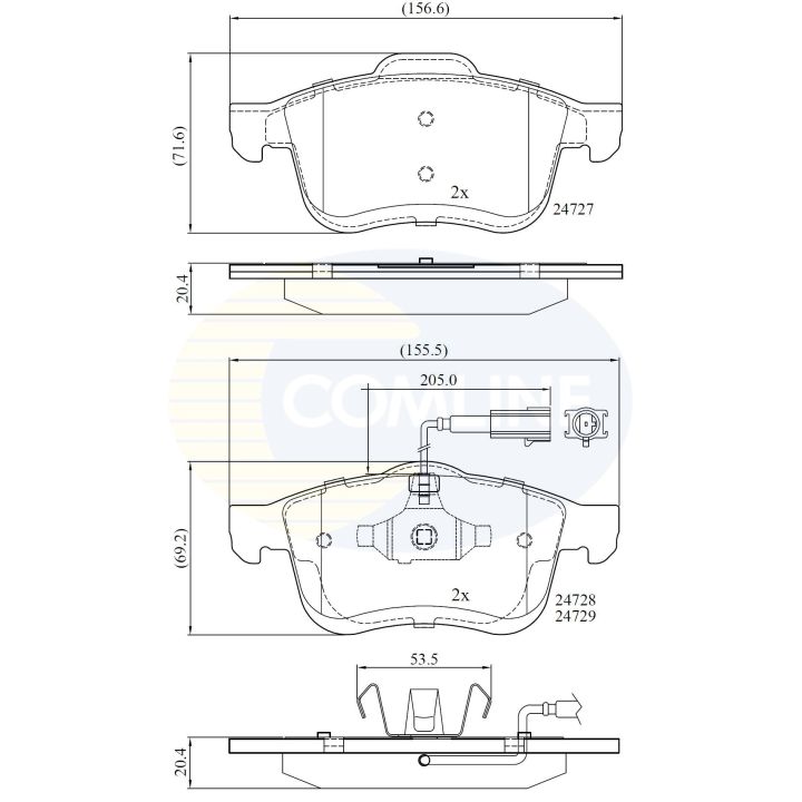 Stabdžių trinkelių rinkinys, diskinis stabdys COMLINE CBP12032