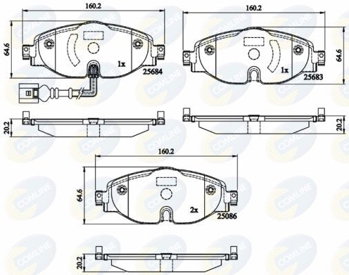 Stabdžių trinkelių rinkinys, diskinis stabdys COMLINE CBP12158