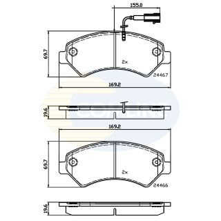 Stabdžių trinkelių rinkinys, diskinis stabdys COMLINE CBP12247