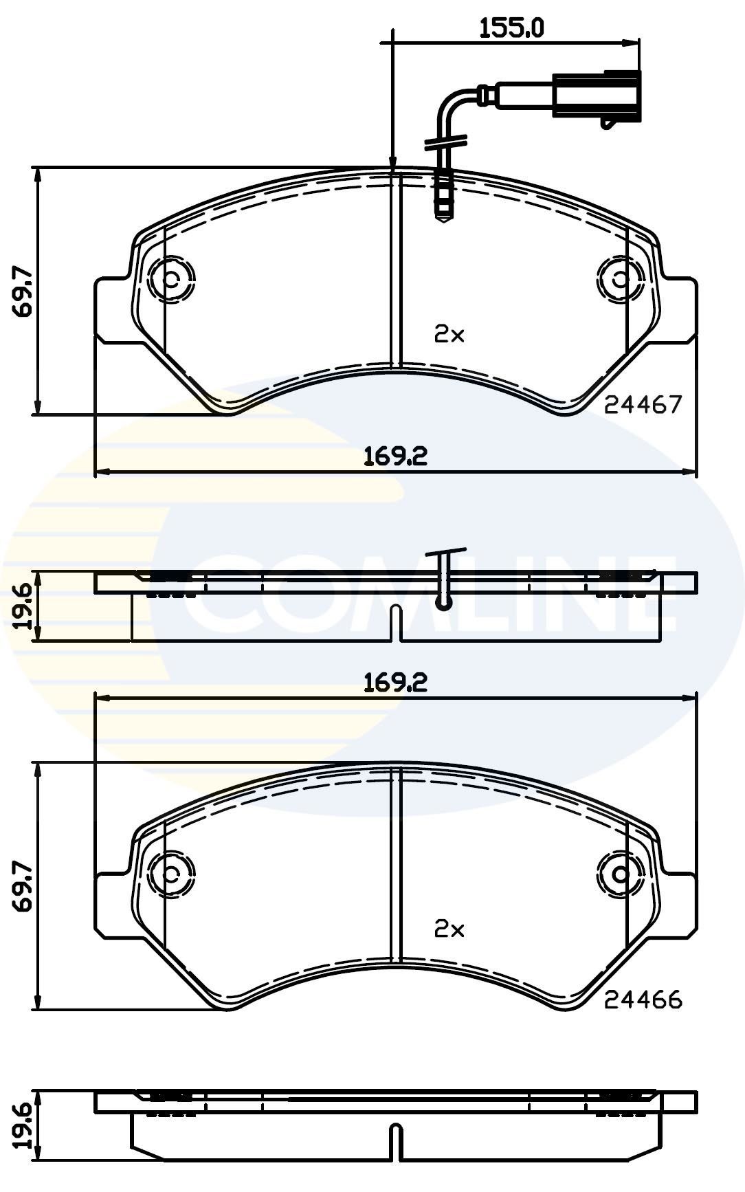 Stabdžių trinkelių rinkinys, diskinis stabdys COMLINE CBP12247