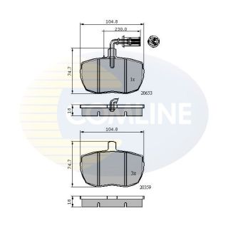 Stabdžių trinkelių rinkinys, diskinis stabdys COMLINE CBP1413