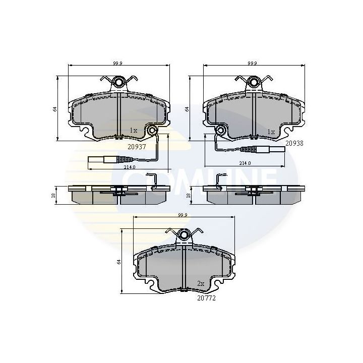 Stabdžių trinkelių rinkinys, diskinis stabdys COMLINE CBP1431