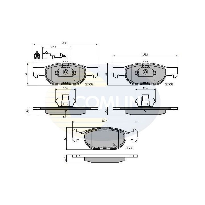 Stabdžių trinkelių rinkinys, diskinis stabdys COMLINE CBP1479