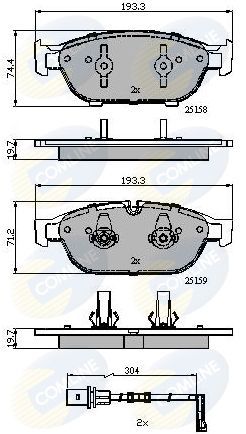 Stabdžių trinkelių rinkinys, diskinis stabdys COMLINE CBP22120