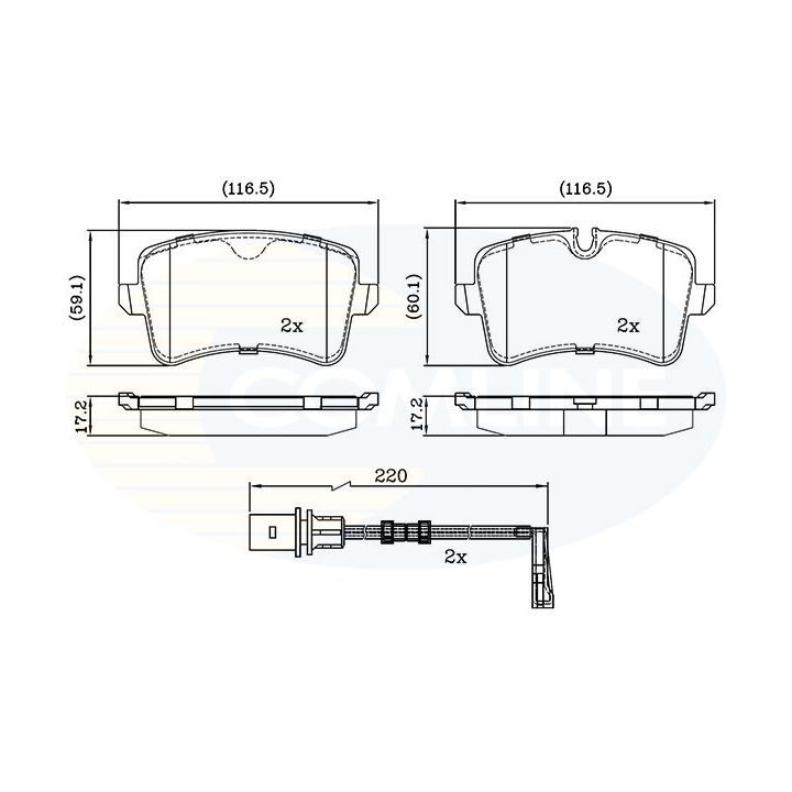 Stabdžių trinkelių rinkinys, diskinis stabdys COMLINE CBP22121