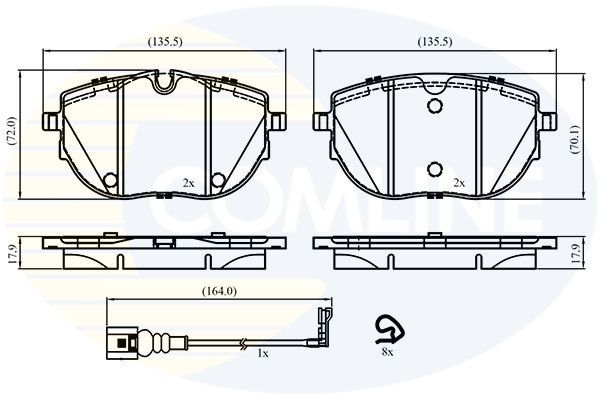 Stabdžių trinkelių rinkinys, diskinis stabdys COMLINE CBP22867