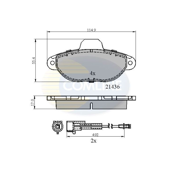 Stabdžių trinkelių rinkinys, diskinis stabdys COMLINE CBP2509