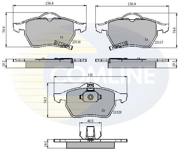 Stabdžių trinkelių rinkinys, diskinis stabdys COMLINE CBP31167