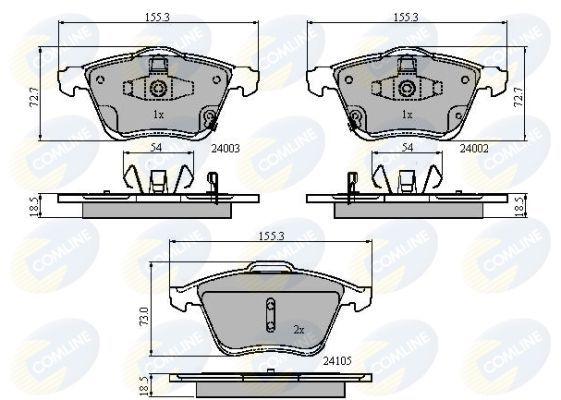 Stabdžių trinkelių rinkinys, diskinis stabdys COMLINE CBP31522