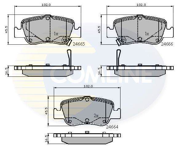 Stabdžių trinkelių rinkinys, diskinis stabdys COMLINE CBP31572