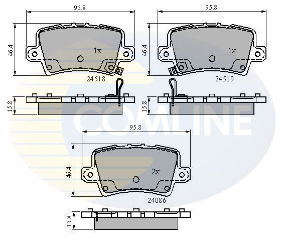 Stabdžių trinkelių rinkinys, diskinis stabdys COMLINE CBP31587