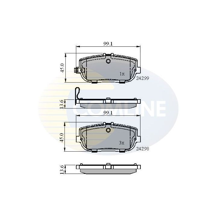 Stabdžių trinkelių rinkinys, diskinis stabdys COMLINE CBP31627