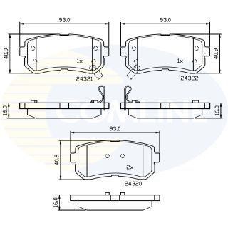 Stabdžių trinkelių rinkinys, diskinis stabdys COMLINE CBP32016