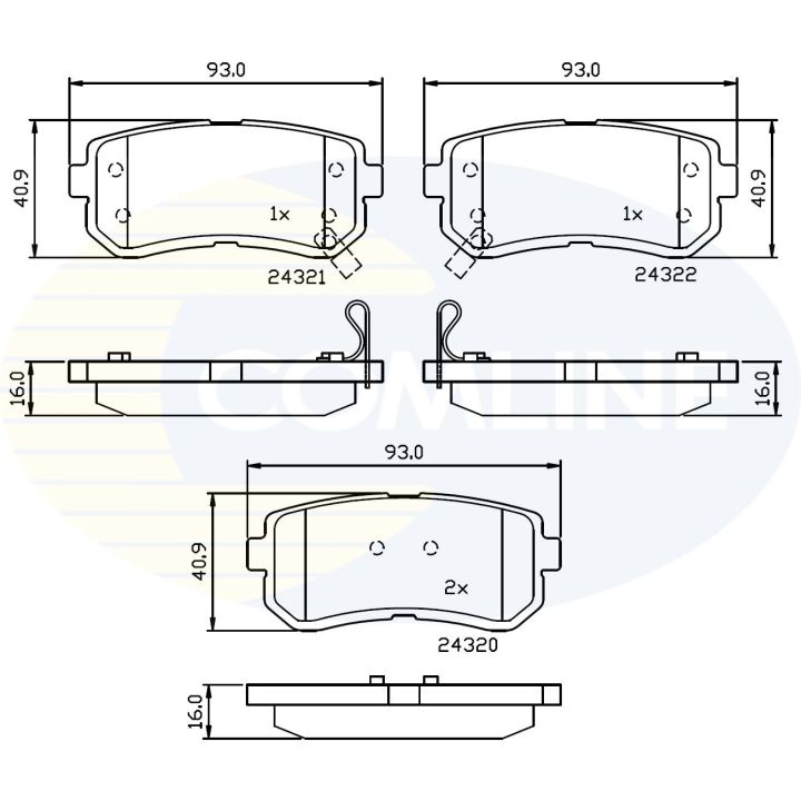 Stabdžių trinkelių rinkinys, diskinis stabdys COMLINE CBP32016