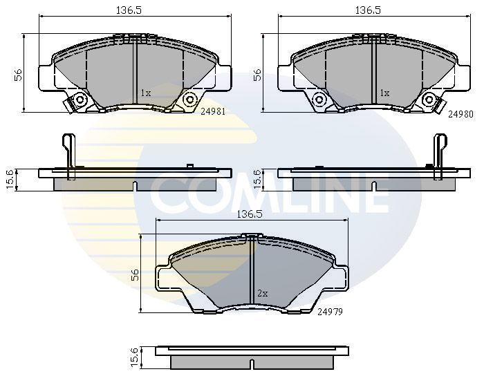 Stabdžių trinkelių rinkinys, diskinis stabdys COMLINE CBP32036