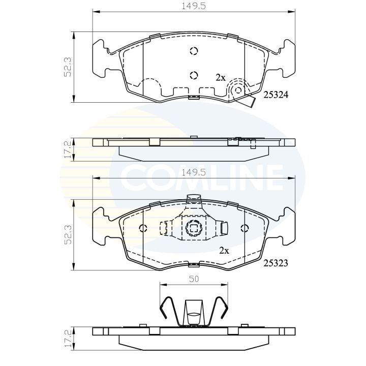 Stabdžių trinkelių rinkinys, diskinis stabdys COMLINE CBP32104