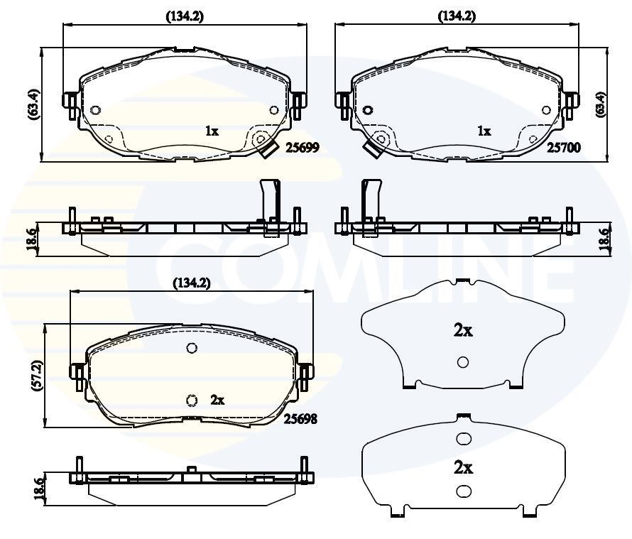 Stabdžių trinkelių rinkinys, diskinis stabdys COMLINE CBP32207