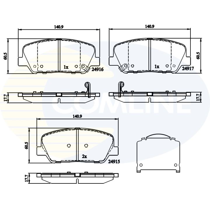 Stabdžių trinkelių rinkinys, diskinis stabdys COMLINE CBP32259