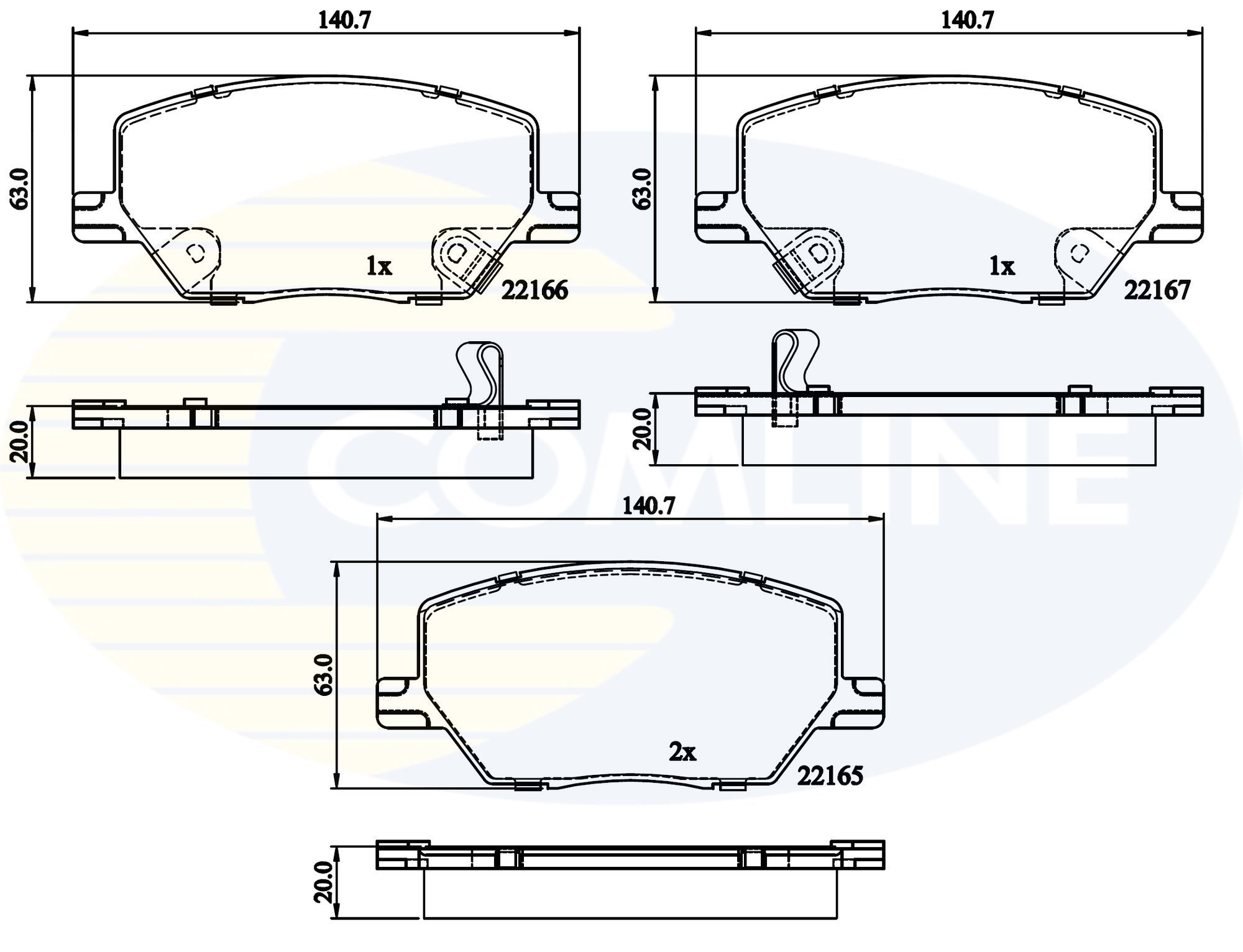 Stabdžių trinkelių rinkinys, diskinis stabdys COMLINE CBP32294