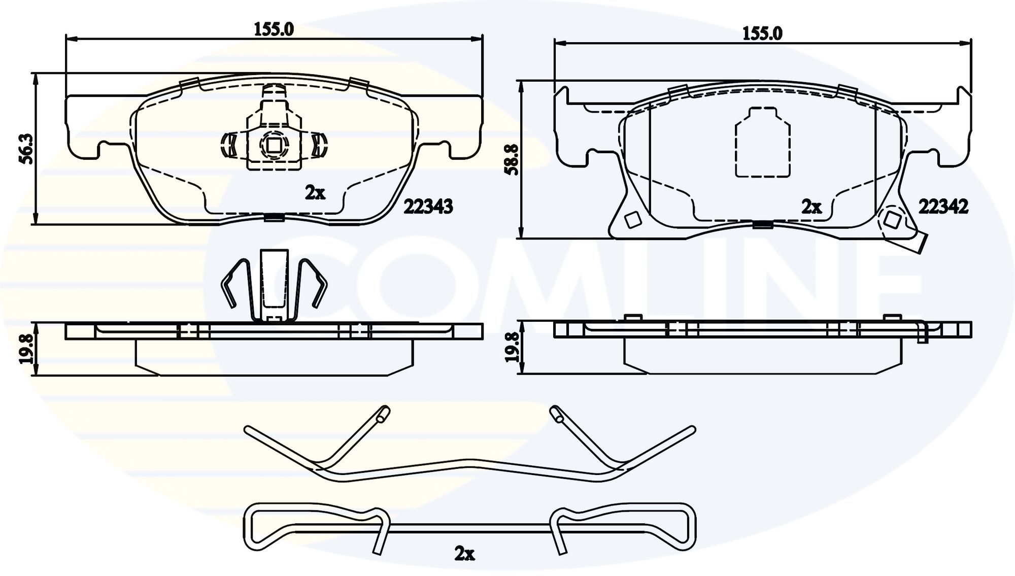Stabdžių trinkelių rinkinys, diskinis stabdys COMLINE CBP32306
