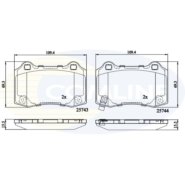 Stabdžių trinkelių rinkinys, diskinis stabdys COMLINE CBP32308