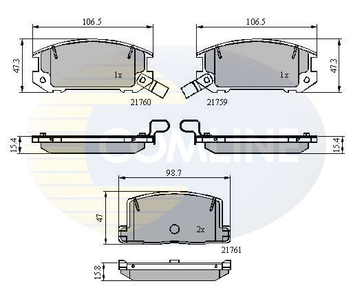 Stabdžių trinkelių rinkinys, diskinis stabdys COMLINE CBP3756