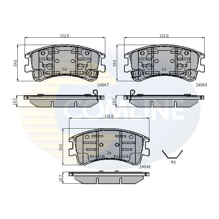 Stabdžių trinkelių rinkinys, diskinis stabdys COMLINE CBP3950