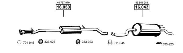 Išmetimo sistema ASMET FI162205
