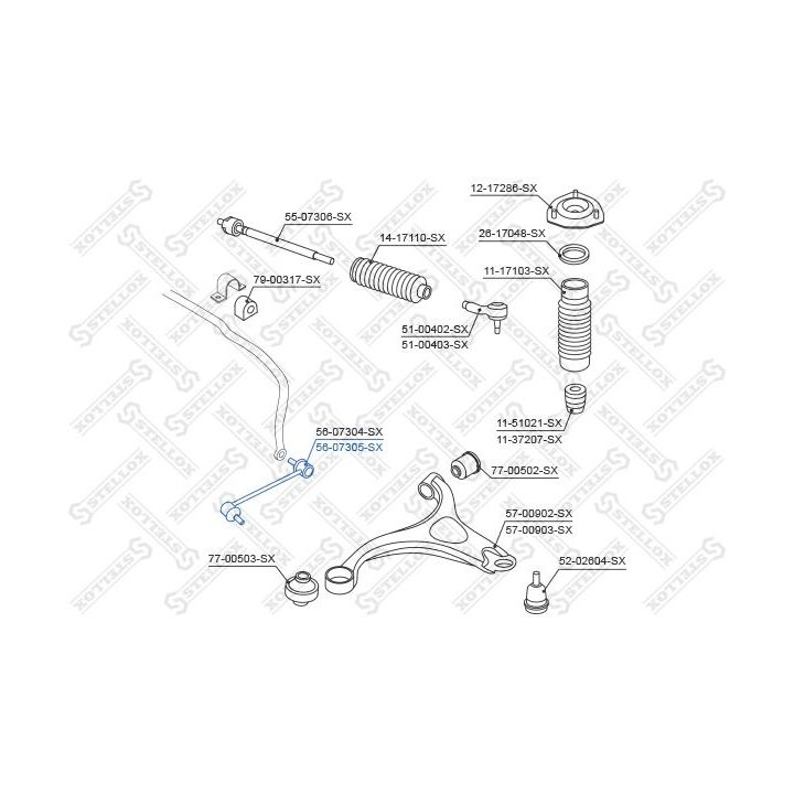šarnyro stabilizatorius STELLOX 56-07305-SX