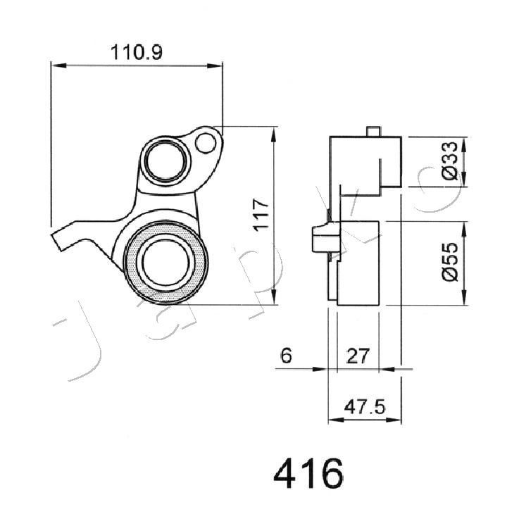 įtempiklis, paskirstymo diržas JAPKO 45416