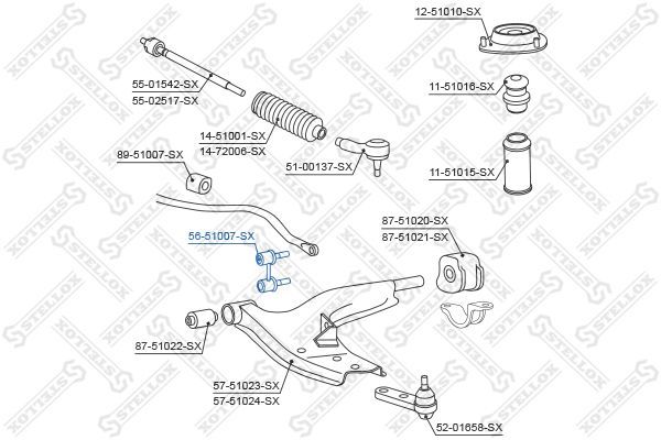 šarnyro stabilizatorius STELLOX 56-51007-SX