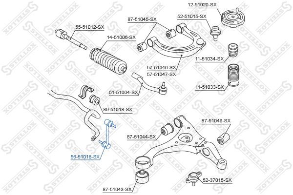 šarnyro stabilizatorius STELLOX 56-51018-SX