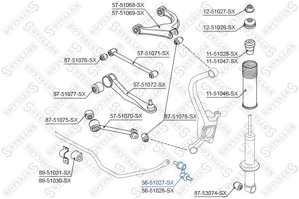 šarnyro stabilizatorius STELLOX 56-51027-SX