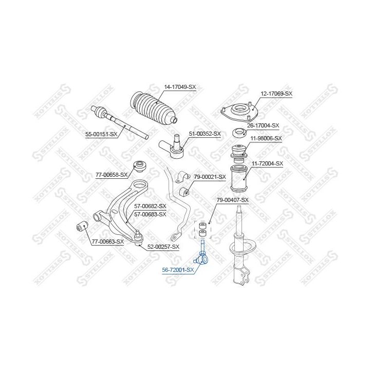 šarnyro stabilizatorius STELLOX 56-72001-SX