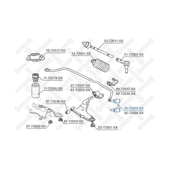 šarnyro stabilizatorius STELLOX 56-72005-SX