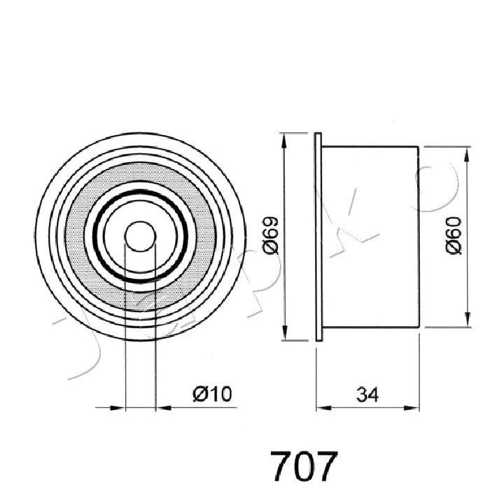 įtempiklis, paskirstymo diržas JAPKO 45707