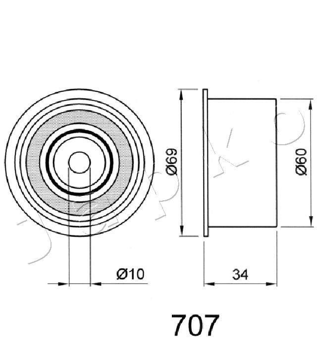 įtempiklis, paskirstymo diržas JAPKO 45707