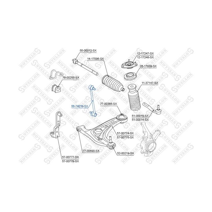 šarnyro stabilizatorius STELLOX 56-74019-SX