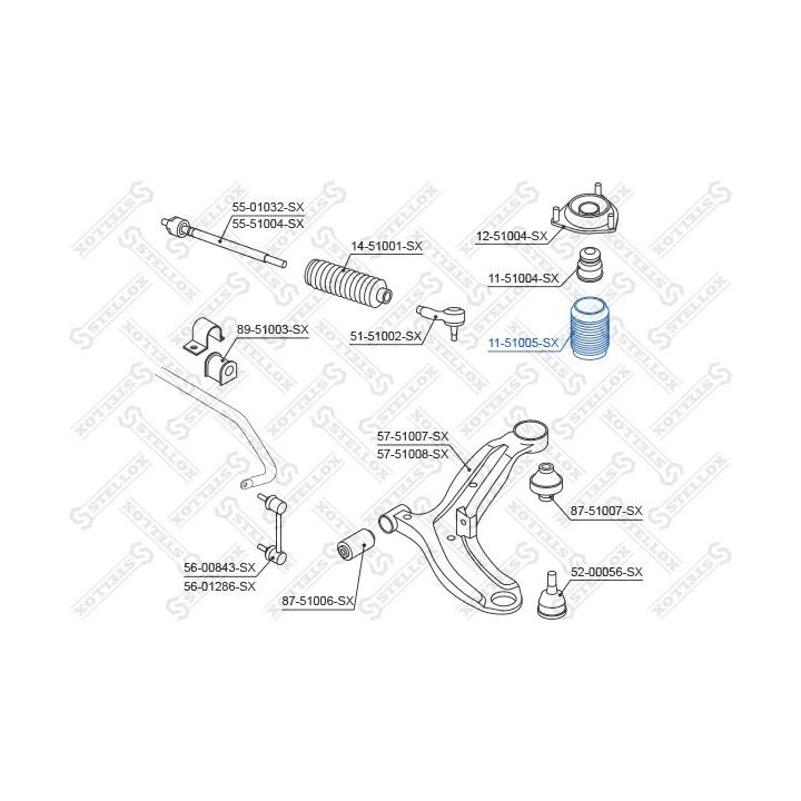Apsauginis dangtelis/gofruotoji membrana, amortizatorius STELLOX 11-51005-SX